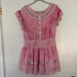 Pink Lace Trimmed Blouse